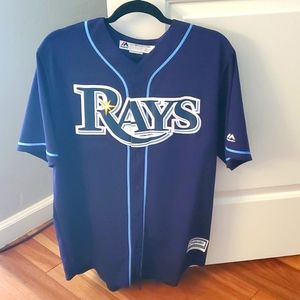 Tampa Bay Rays stitched Austin Meadows Navy Blue Baseball Jersey. Mens L.
